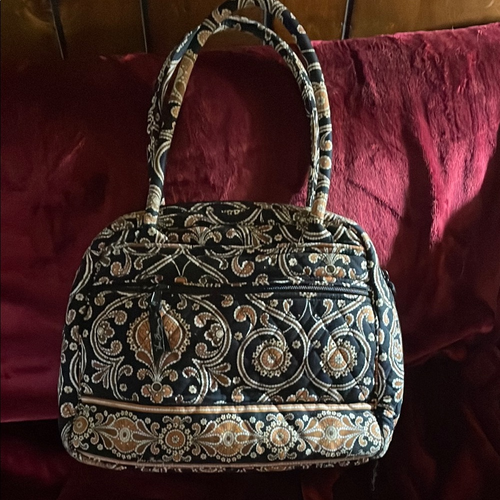 Vera Elegant Black and Gold Embroidered Women's Bag